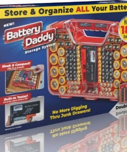 [Today's Special Price]Ontel Battery Daddy - Battery Organizer Storage Case with Tester, Stores & Protects Up to 180 Batteries, Clear Locking Lid, As Seen On TV