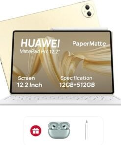 For new users only [Only ฿99.99-109.99]: HUAWEI MatePad Pro 12.2" PaperMatte Tablet, 2.8K Tandem OLED 144Hz FullView Screen, Large Battery, Supports Super Charge, Wi-Fi, 12GB+512GB Storage, HUAWEI Glide Keyboard, Professional Drawing App GoPaint, Gold + Freebies