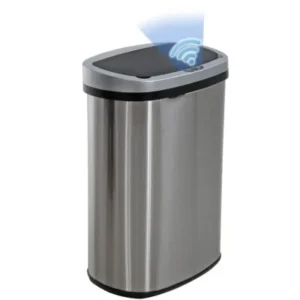 Special Discounted Price：BestOffice | 13 Gallon Trash Can with Lid | Automatic Touchless Garbage Can | Odor Control | Modern Oval Design | Easy to Clean | Stainless Steel | Fits Any Kitchen, Bathroom, Office or Home