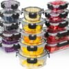 Razab 30 PC Glass Food Storage Containers with Lids - Reusable Glass Meal Prep Containers for Lunch and Leftovers - Airtight & Leakproof Snap Locking Lids - Oven, Freezer, Microwave, Dishwasher Safe